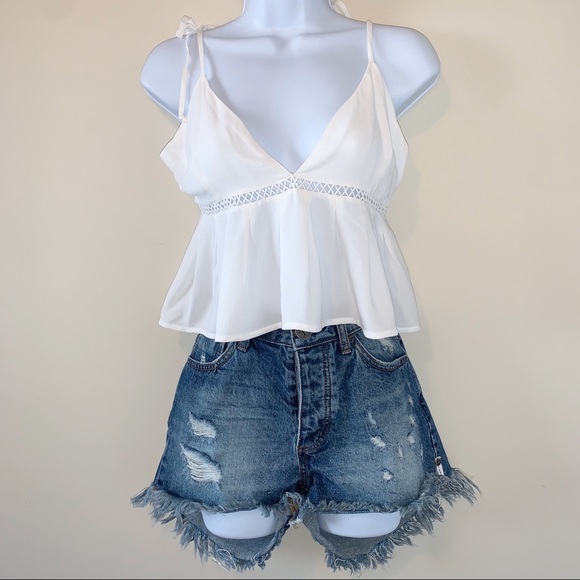 For Love & Lemons Iris Crop Top Ivory Size S NWT - Picture 4 of 15